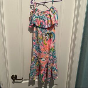 Lilly Pulitzer Seraphina Maxi Dress in Coral and Blue